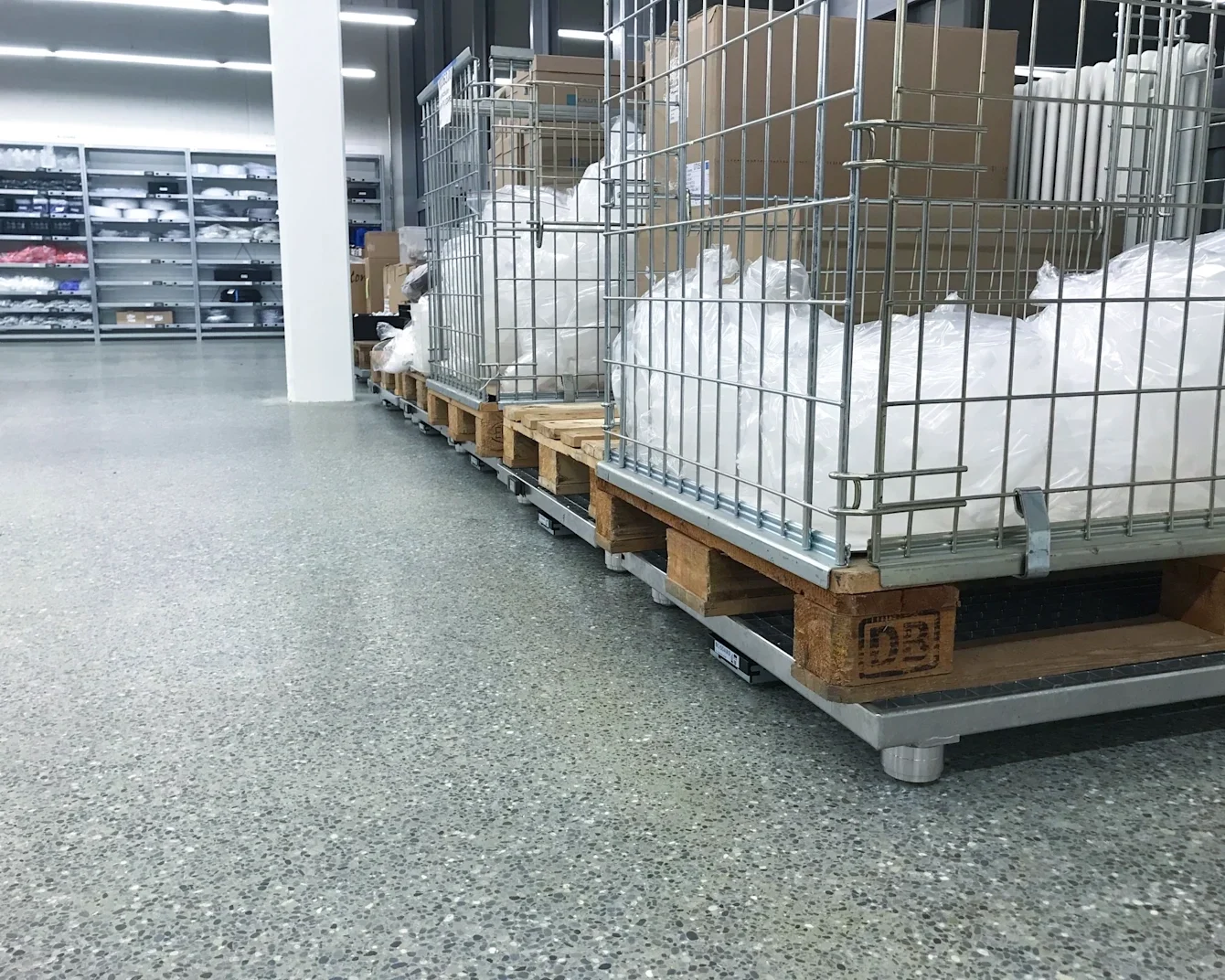 Pallets on a scale at production shopfloor