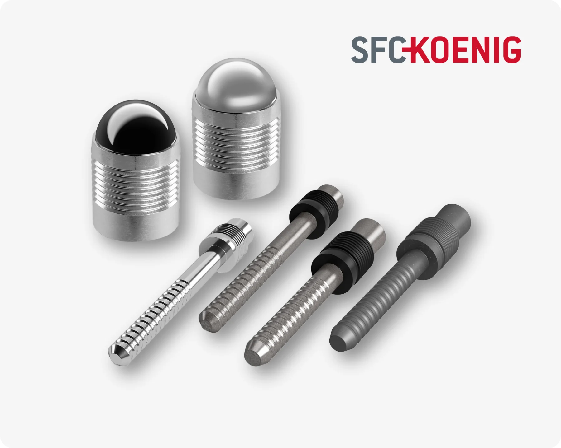 Six different types of SFC Koenig Expanders in silver and black on a light grey background with the SFC Koenig logo in the top right corner.