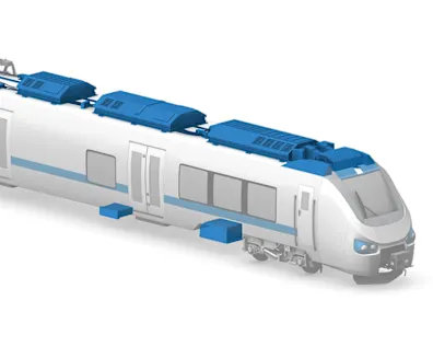 Supply units in rail vehicles with white background