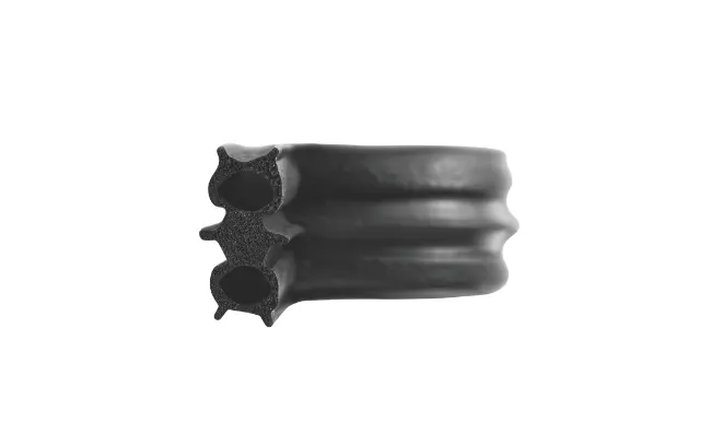 Black Dirak gasket shown in profile view to highlight the internal structure