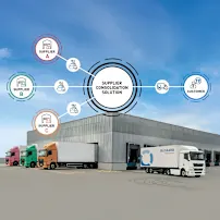 Illustration that showcases the consolidation of several suppliers at Bossard to deliver C-parts from one single source