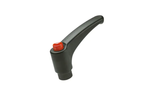 A black Elesa Ergostyle clamping lever with a red button