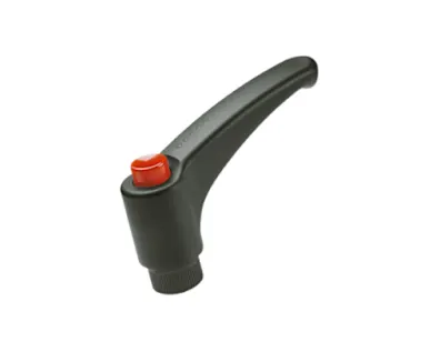 A black Elesa Ergostyle clamping lever with a red button