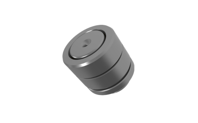 Close-up of a PEM roller bearing fastener, an alternative to conventional high-friction slide shelves