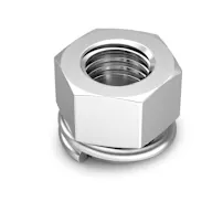 A silver Vargal prevailing torque type hex lock nut in all-metal on white background.