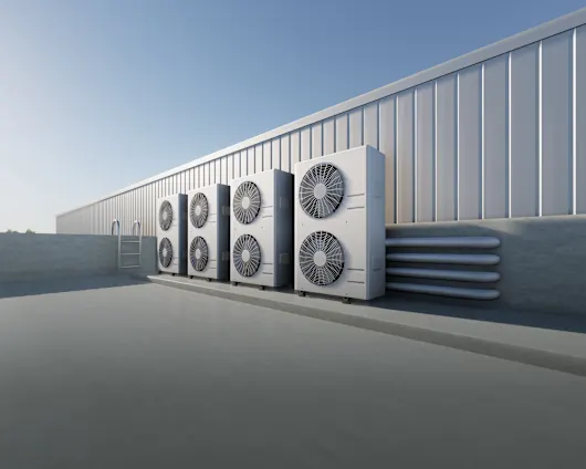 HVAC outdoor units fully exposed to the elements.