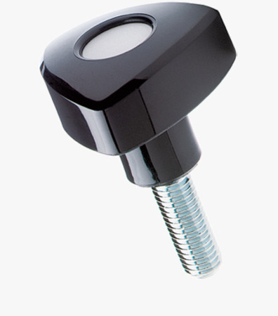 Lock knobs with aluminum cover plate and threaded stud, steel zinc plated ELESA® VTR.p BN 14160