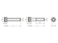 Technical drawing with dimensions of Hex socket head cap screws partially / fully threaded, with UNC thread