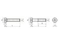 Technical drawing with dimensions of Hex socket head cap screws with low head, partially / fully threaded