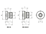 Technical drawing with dimensions of Hex socket screw plugs pipe thread with sealing ring