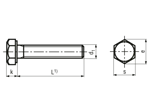 Technical drawing with dimensions of Hex head screws