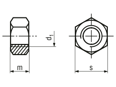 Technical drawing with dimensions of Hex nuts ~0,8d