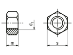 Technical drawing with dimensions of Hex nuts ~0,8d