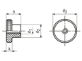 Technical drawing with dimensions of Knurled nuts high type