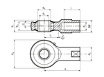 Technical drawing with dimensions of Durbal PF - Rod ends with integral self-aligning roller bearing left hand thread