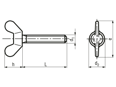 Technical drawing with dimensions of Wing screws