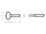 Technical drawing with dimensions of Thumb screws