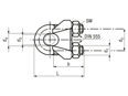 Technical drawing with dimensions of Wire rope clips