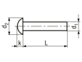 Technical drawing with dimensions of Round head rivets