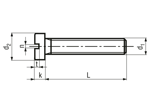 Technical drawing with dimensions of Slotted cheese head machine screws machined