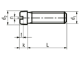 Technical drawing with dimensions of Slotted cheese head machine screws small head
