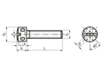 Technical drawing with dimensions of Slotted capstan machine screws machined