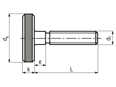 Technical drawing with dimensions of Knurled thumb screws thin type