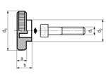 Technical drawing with dimensions of Knurled knobs for hex socket head cap screws (without screws)