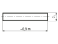 Technical drawing with dimensions of Threaded rod UNC