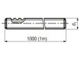 Technical drawing with dimensions of Spindles with trapezoidal thread 1 meter