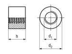带尺寸的技术图：圆螺母 ~1.5d