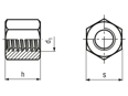 带尺寸的技术图：六角螺母 ~1.5d