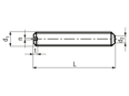 Technical drawing with dimensions of Slotted set screws with cup point