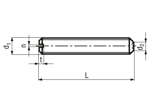 Technical drawing with dimensions of Slotted set screws with cup point