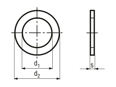 Technical drawing with dimensions of Sealing rings for fittings and screw plugs