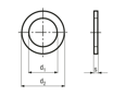 Technical drawing with dimensions of Sealing rings for fittings and screw plugs