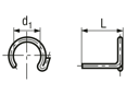 Technical drawing with dimensions of Angle joint circlips