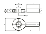 Technical drawing with dimensions of Durbal EM - Rod ends with integral spherical plain bearing right hand thread