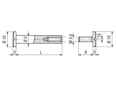 Technical drawing with dimensions of Book screws
