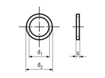 Technical drawing with dimensions of Hinge rings
