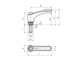 Technical drawing with dimensions of ELESA® Ergostyle ERX.p - Adjustable handles with threaded stud, steel zinc plated