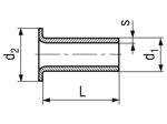 带尺寸的技术图：管状铆钉 从管上切割