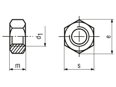 Technical drawing with dimensions of Hex nuts ~0,8d