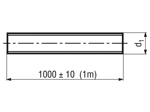 Technical drawing with dimensions of Threaded rod metric thread 1 meter