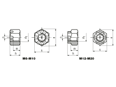 Technical drawing with dimensions of Hex slotted and castle nuts