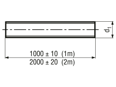 Technical drawing with dimensions of Threaded rod metric thread 1 meter