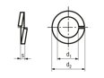 带尺寸的技术图：弹簧垫圈 with flat end