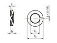 Technical drawing with dimensions of Curved spring lock washers