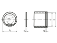 Technical drawing with dimensions of Retaining rings for bores standard design