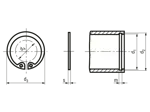 Technical drawing with dimensions of Retaining rings for bores standard design